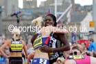 Christine Ohuruogu congratulated by Lynsey Sharp after winning the 500 metres, Great North CityGames. Photo: David T. Hewitson/Sports for All Pics